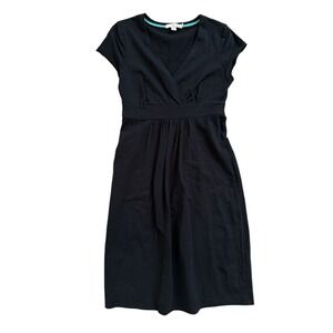 Boden Faux Wrap Empire Waist Dress Cap Sleeves Size US 4R Black